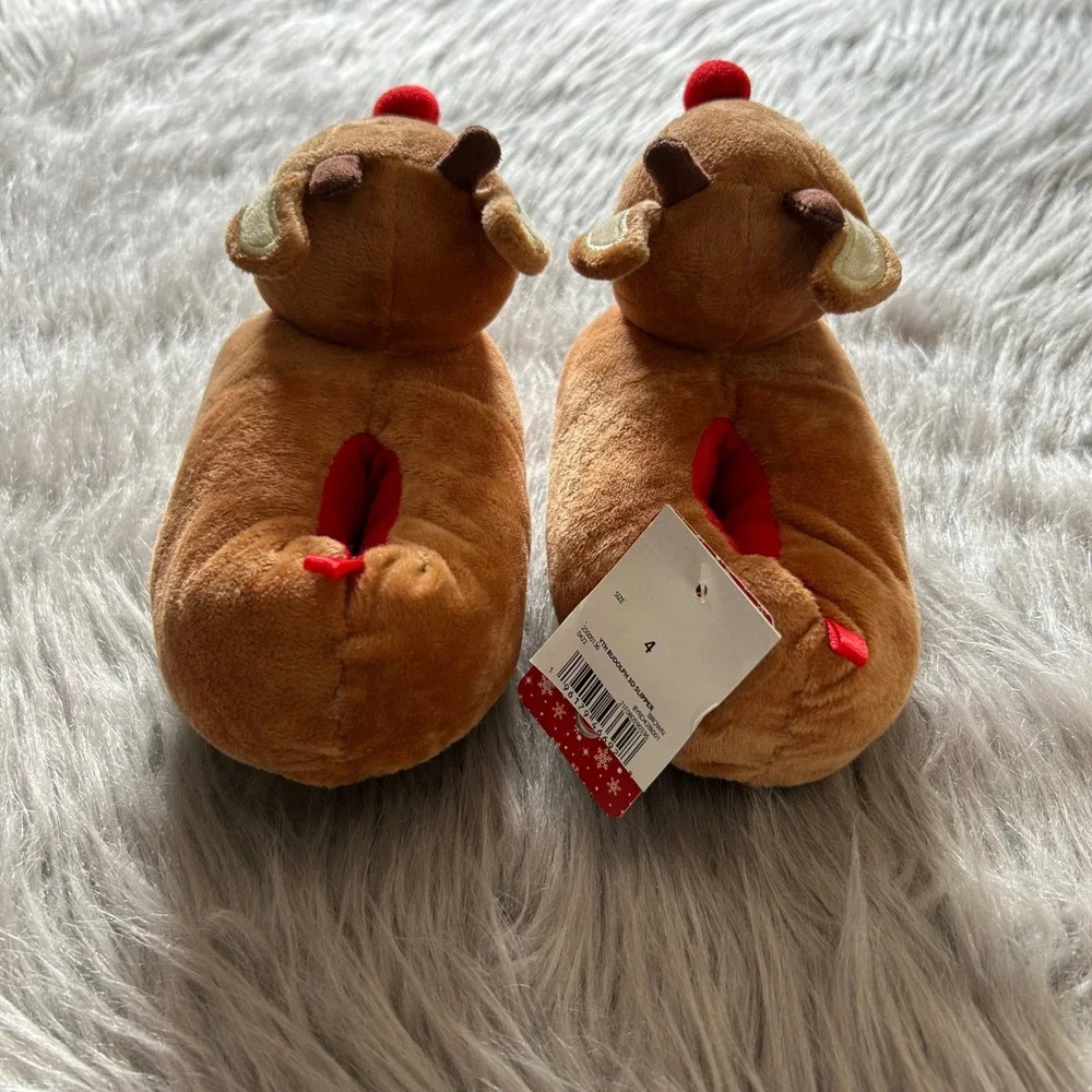 Rudolph The Red Nose Reindeer Slippers Toddler Size 4 Christmas Holiday Shoes‎